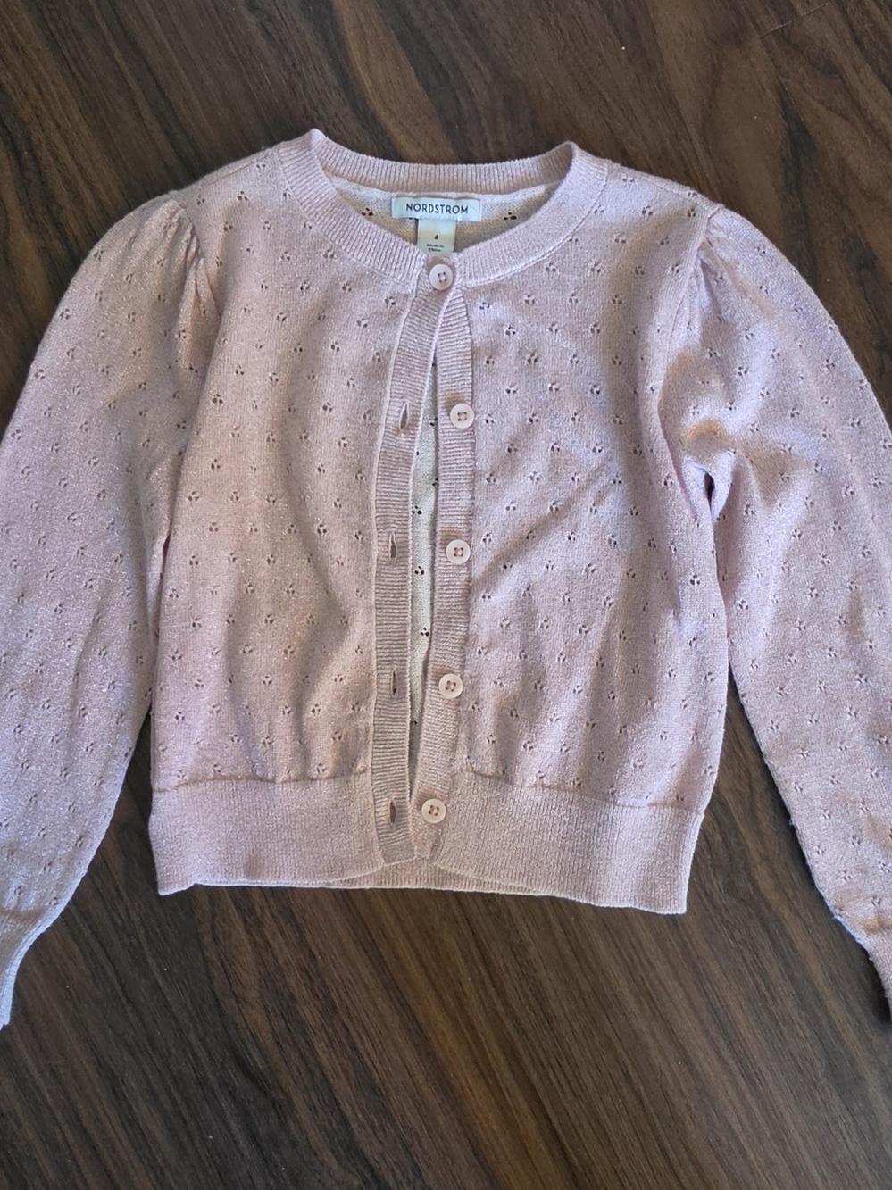 Nordstrom Light Pink Pointelle Button-Front Cardigan